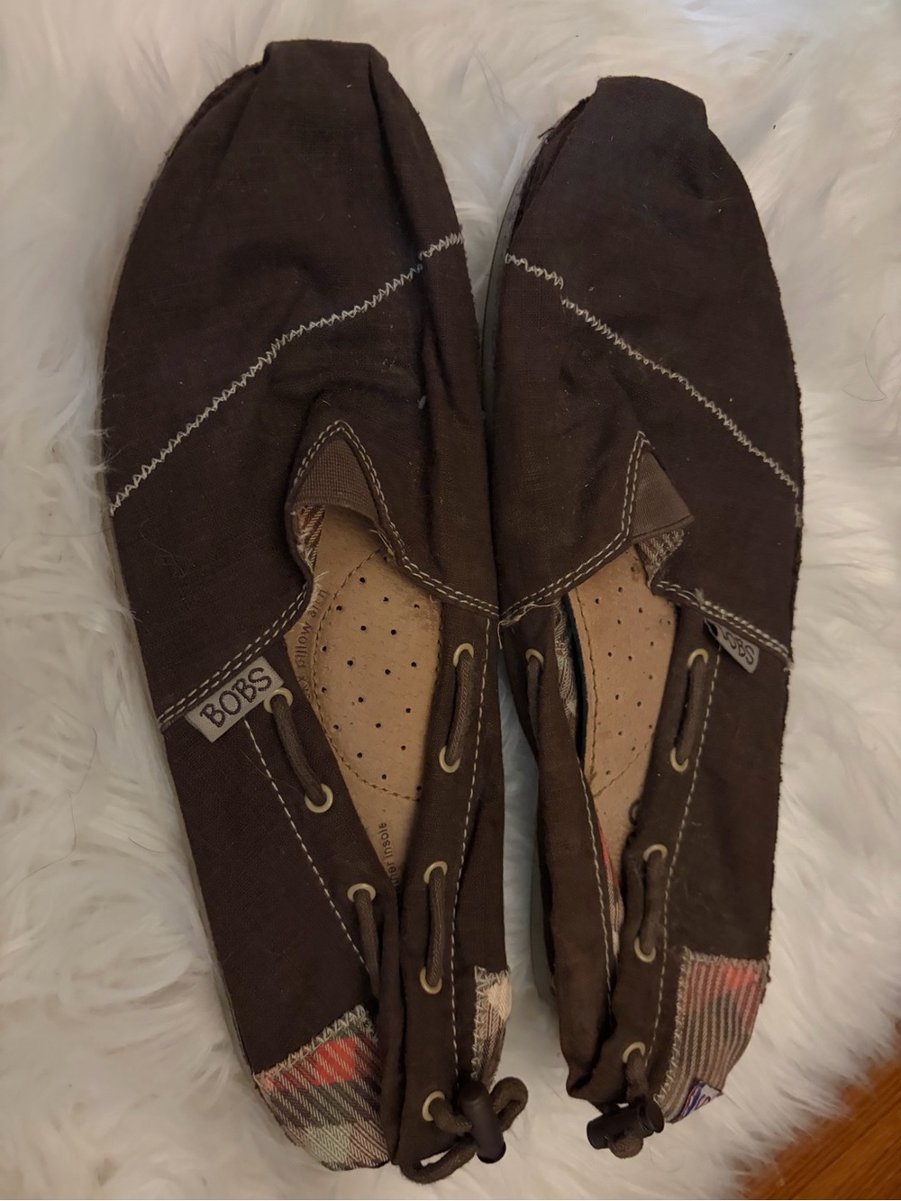 Skechers BOBS Women's Dark Brown Canvas Slip-Ons